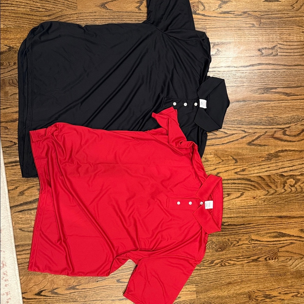 Hanes Men's Black and Red Polo Shirts